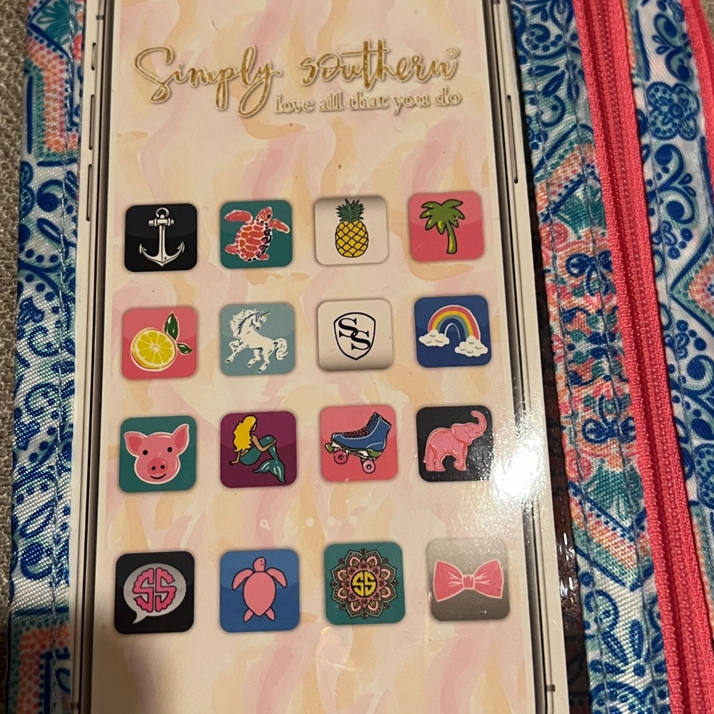 Simply Souther Phone Wristlet Moroccan Blue Pink White Design Fits Cell Phone - Picture 9 of 14